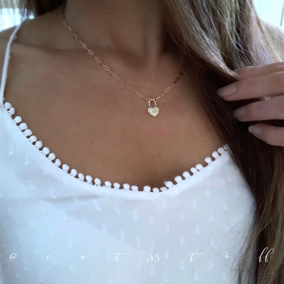 CZ Heart Padlock Necklace - Picture 6 of 15